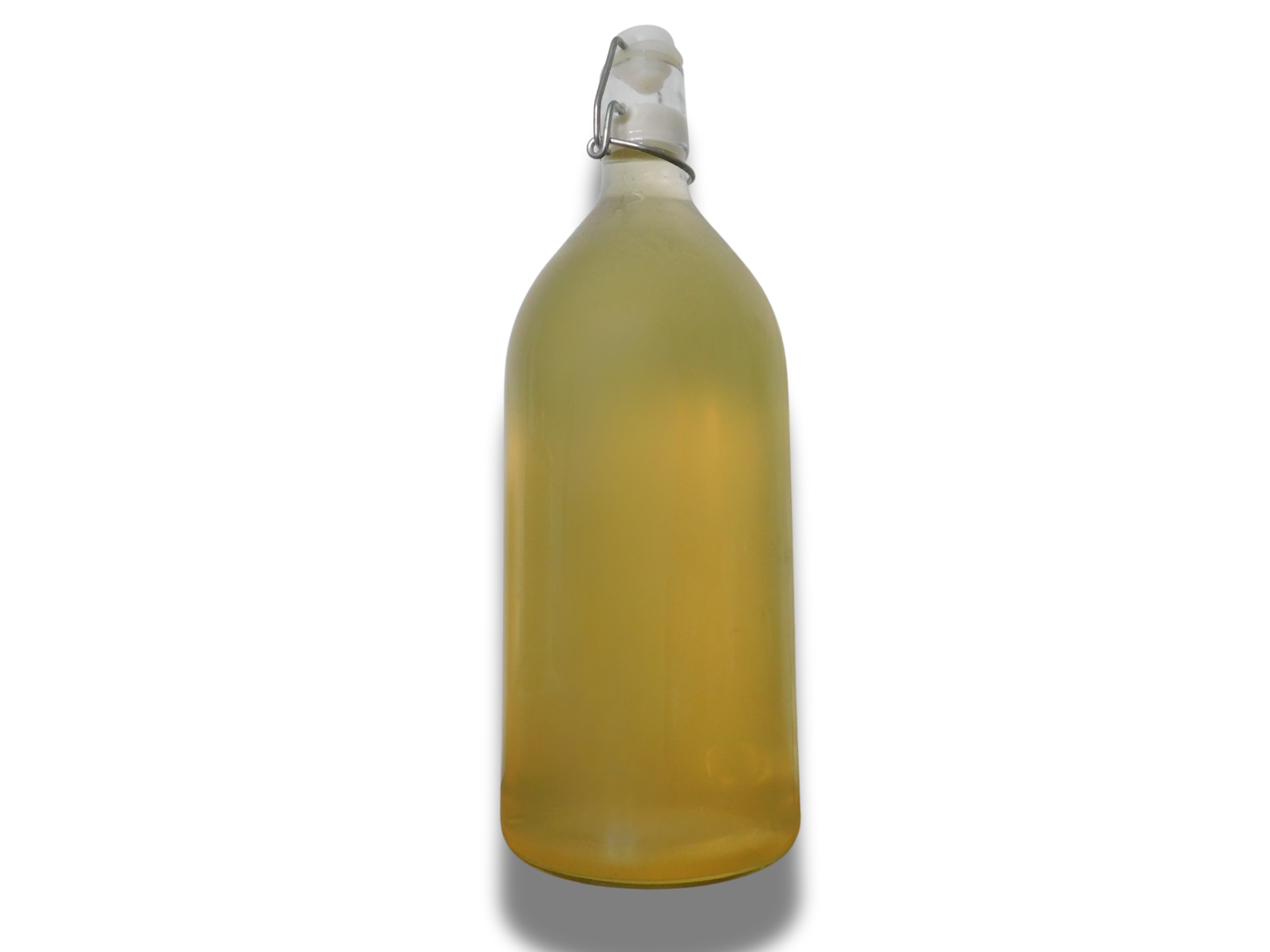 Yellow bottle with a white cap on a white background